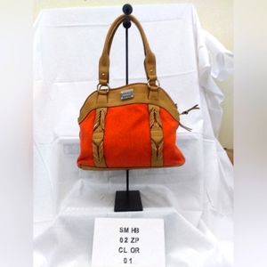 Stone Mountain Orange Cotton and Tan Faux Leather Shoulder Bag.